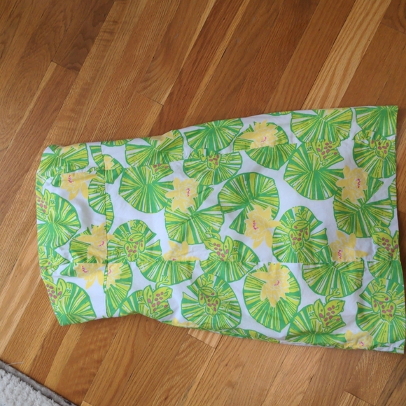 Lilly White & Green Strapless Dress with Lillypad and Frog Print 0 - Picture 1 of 8
